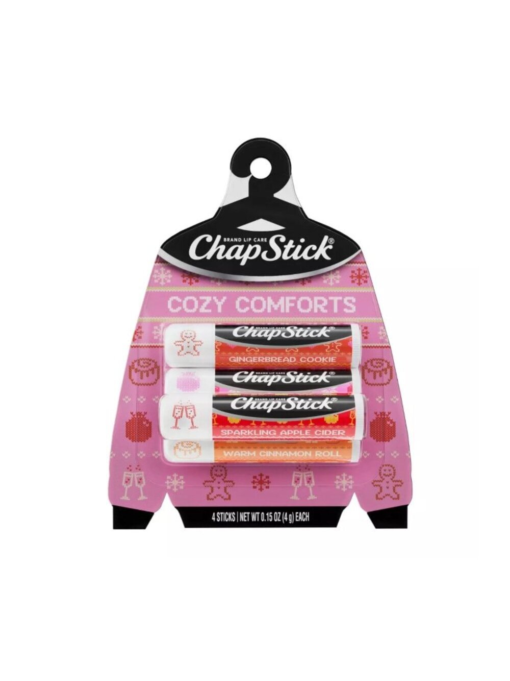 Chapstick Holiday Ugly Sweater Lip Balm Cozy Comforts 0.15oz/4ct Lip Balms